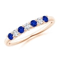 thumbnail image 1 of ANGARA Natural Half Eternity Seven Stone Sapphire and Diamond Wedding Ring in 14K Rose Gold for Women (Size-2.5mm) | September Birthstone, Anniversary, Jewelry Gift for Women | Natural Sapphire Ring, 1 of 11