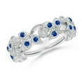 thumbnail image 1 of Angara Natural 0.36 Ct. Blue Sapphire with Diamond Non Eternity Wedding Band in 14K White Gold for Women (Ring Size: 3.5), 1 of 10