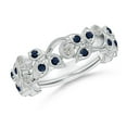 thumbnail image 1 of ANGARA Natural Nature Inspired Round Blue Sapphire & Diamond Vine Ring in 14K White Gold for Women (Size-1.5mm) | September Birthstone, Anniversary, Jewelry Gift for Women | Natural Sapphire Ring, 1 of 10