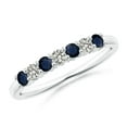 thumbnail image 1 of ANGARA Natural Half Eternity Seven Stone Sapphire and Diamond Wedding Ring in 14K White Gold for Women (Size-2.5mm) | September Birthstone, Anniversary, Jewelry Gift for Women | Natural Sapphire Ring, 1 of 11