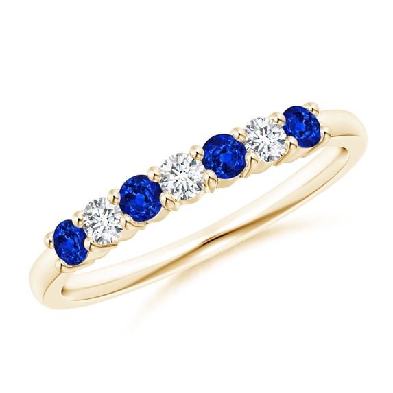 Angara Natural 0.36 Ct. Blue Sapphire with Diamond Non Eternity Wedding Band in 14K Yellow Gold for Women (Ring Size: 11.5)