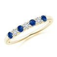 thumbnail image 1 of ANGARA Natural Half Eternity 7 Stone Sapphire and Diamond Wedding Ring in 14K Yellow Gold for Women (Size-2.5mm) | September Birthstone, Anniversary, Jewelry Gift for Women | Natural Sapphire Ring, 1 of 9