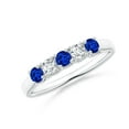 thumbnail image 1 of ANGARA Natural Half Eternity 5 Stone Sapphire & Diamond Wedding Band in 925 Sterling Silver for Women (Size-2.8mm) | September Birthstone, Anniversary, Jewelry Gift for Women | Natural Sapphire Ring, 1 of 12