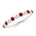 thumbnail image 1 of ANGARA Natural Floating Ruby and Diamond Semi Eternity Wedding Ring in 14K White Gold for Women (Size-2.2mm) | July Birthstone, Birthday, Anniversary, Jewelry Gift for Women | Natural Ruby Ring, 1 of 10