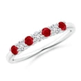 thumbnail image 1 of ANGARA Natural Half Eternity Seven Stone Ruby and Diamond Wedding Ring in 925 Sterling Silver for Women (Size-2.5mm) | July Birthstone, Anniversary, Jewelry Gift for Women | Natural Ruby Ring, 1 of 12