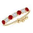 thumbnail image 1 of ANGARA Natural Seven Stone Ruby and Diamond Tennis Bolo Ring in 14K Yellow Gold for Women (Size-2.5mm) | July Birthstone, Birthday, Anniversary, Jewelry Gift for Women | Natural Ruby Ring, 1 of 9