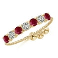 thumbnail image 1 of ANGARA Natural Seven Stone Ruby and Diamond Tennis Bolo Ring in 14K Yellow Gold for Women (Size-2.5mm) | July Birthstone, Birthday, Anniversary, Jewelry Gift for Women | Natural Ruby Ring, 1 of 8