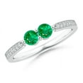 thumbnail image 1 of ANGARA Natural Vintage Inspired Two Stone Emerald Ring with Diamonds in 14K White Gold for Women (Size-3.7mm) | May Birthstone, Birthday, Anniversary, Jewelry Gift for Women | Natural Emerald Ring, 1 of 8