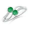 thumbnail image 1 of ANGARA Natural Classic Two Stone Emerald Bypass Split Shank Ring in 14K White Gold for Women (Size-3.7mm) | May Birthstone, Birthday, Anniversary, Jewelry Gift for Women | Natural Emerald Ring, 1 of 7