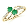 thumbnail image 1 of ANGARA Natural Classic Two Stone Emerald Bypass Split Shank Ring in 14K Yellow Gold for Women (Size-3.7mm) | May Birthstone, Birthday, Anniversary, Jewelry Gift for Women | Natural Emerald Ring, 1 of 8