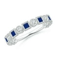 thumbnail image 1 of ANGARA Natural Bezel-Set Square Sapphire and Diamond Ring in 14K White Gold for Women (Size-2mm) | September Birthstone, Birthday, Anniversary, Jewelry Gift for Women | Natural Blue Sapphire Ring, 1 of 9