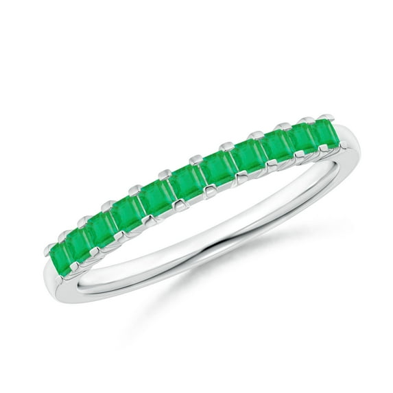 Angara Natural 0.39 Ct. Emerald Non Eternity Wedding Band in 14K White Gold for Women (Ring Size: 3)