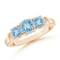 thumbnail image 1 of ANGARA Natural Vintage Style Three Stone Aquamarine Wedding Band in 14K Rose Gold for Women (Size-5mm) | March Birthstone, Birthday, Anniversary, Jewelry Gift for Women | Natural Aquamarine Ring, 1 of 7