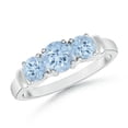 thumbnail image 1 of ANGARA Natural Vintage Style Three Stone Aquamarine Wedding Band in 925 Sterling Silver for Women (Size-5mm) | March Birthstone, Anniversary, Jewelry Gift for Women | Natural Aquamarine Ring, 1 of 7