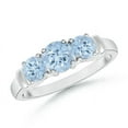 thumbnail image 1 of ANGARA Natural Vintage Style Three Stone Aquamarine Wedding Band in 925 Sterling Silver for Women (Size-5mm) | March Birthstone, Anniversary, Jewelry Gift for Women | Natural Aquamarine Ring, 1 of 9