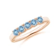 thumbnail image 1 of ANGARA Natural Half Eternity Five Stone Aquamarine Wedding Ring in 14K Rose Gold for Women (Size-2.8mm) | March Birthstone, Birthday, Anniversary, Jewelry Gift for Women | Natural Aquamarine Ring, 1 of 9