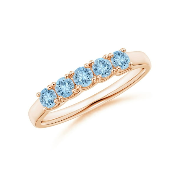 Angara Natural 0.4 Ct. Aquamarine Non Eternity Ring in 14K Rose Gold for Women (Ring Size: 12)