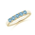 thumbnail image 1 of ANGARA Natural Half Eternity Five Stone Aquamarine Wedding Ring in 14K Yellow Gold for Women (Size-2.8mm) | March Birthstone, Birthday, Anniversary, Jewelry Gift for Women | Natural Aquamarine Ring, 1 of 9