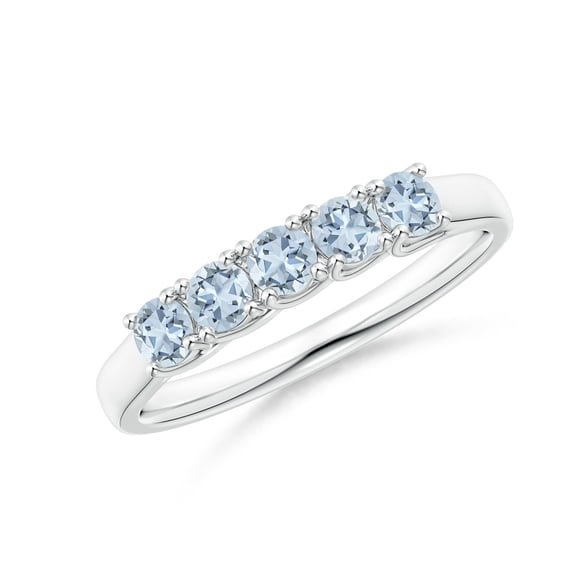 ANGARA Natural Half Eternity Five Stone Aquamarine Wedding Ring in 925 Sterling Silver for Women (Size-2.8mm) | March Birthstone, Anniversary, Jewelry Gift for Women | Natural Aquamarine Ring