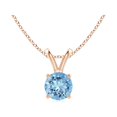 thumbnail image 1 of ANGARA Natural V-Bale Round Aquamarine Solitaire Pendant in 14K Rose Gold for Women (Size-5mm) | March Birthstone, Birthday, Anniversary, Jewelry Gift for Women | Natural Aquamarine Necklace, 1 of 10