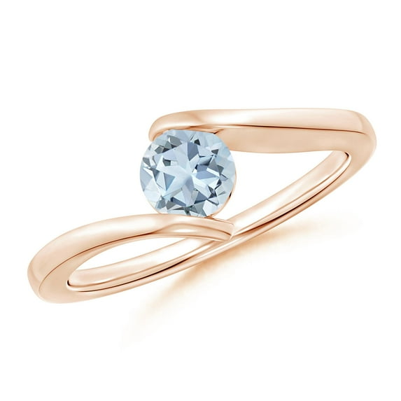 Angara Natural 0.4 Ct. Aquamarine Solitaire Ring in 14K Rose Gold for Women (Ring Size: 12)