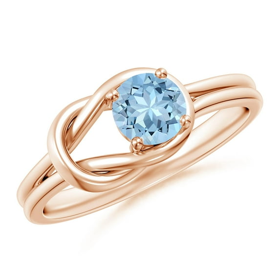 ANGARA Natural Solitaire Aquamarine Infinity Knot Engagement Ring in 14K Rose Gold for Women (Size-5mm) | March Birthstone, Birthday, Anniversary, Jewelry Gift for Women | Natural Aquamarine Ring