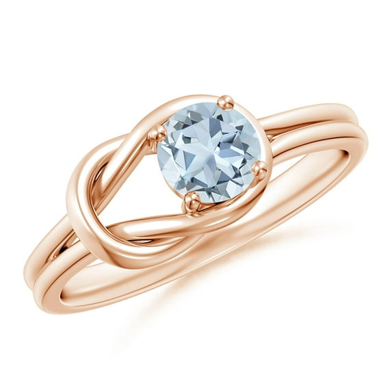 ANGARA Natural Solitaire Aquamarine Infinity Knot Engagement Ring in 14K Rose Gold for Women (Size-5mm) | March Birthstone, Birthday, Anniversary, Jewelry Gift for Women | Natural Aquamarine Ring