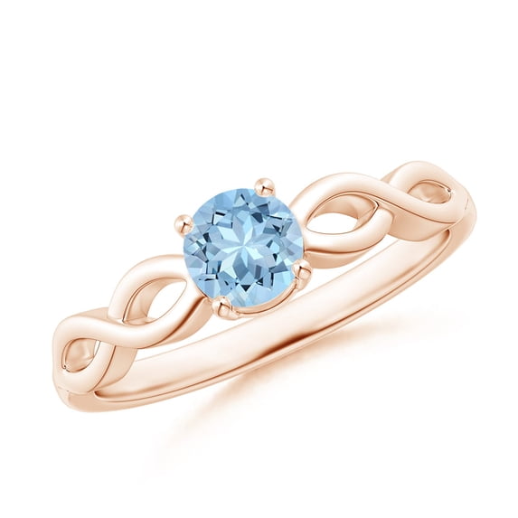 ANGARA Natural Solitaire Aquamarine Infinity Shank Ring in 14K Rose Gold for Women (Size-5mm) | March Birthstone, Birthday, Anniversary, Jewelry Gift for Women | Natural Aquamarine Ring