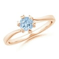 thumbnail image 1 of ANGARA Natural Heart Prong-Set Round Aquamarine Solitaire Engagement Ring in 14K Rose Gold for Women (Size-5mm) | March Birthstone, Anniversary, Jewelry Gift for Women | Natural Aquamarine Ring, 1 of 8