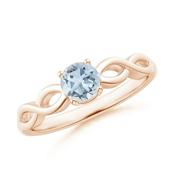ANGARA Natural Solitaire Aquamarine Infinity Shank Ring in 14K Rose Gold for Women (Size-5mm) | March Birthstone, Birthday, Anniversary, Jewelry Gift for Women | Natural Aquamarine Ring