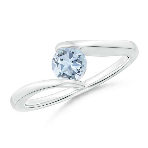 Angara Natural 0.4 Ct. Aquamarine Solitaire Ring in 14K White Gold for Women (Ring Size: 11)