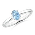 thumbnail image 1 of ANGARA Natural Classic Solitaire Oval Aquamarine Promise Ring in 14K White Gold for Women (Size-6x4mm) | March Birthstone, Birthday, Anniversary, Jewelry Gift for Women | Natural Aquamarine Ring, 1 of 9