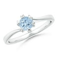 thumbnail image 1 of ANGARA Natural Heart Prong-Set Round Aquamarine Solitaire Engagement Ring in 14K White Gold for Women (Size-5mm) | March Birthstone, Anniversary, Jewelry Gift for Women | Natural Aquamarine Ring, 1 of 7