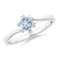 thumbnail image 1 of ANGARA Natural Heart Prong-Set Round Aquamarine Solitaire Engagement Ring in 14K White Gold for Women (Size-5mm) | March Birthstone, Anniversary, Jewelry Gift for Women | Natural Aquamarine Ring, 1 of 8