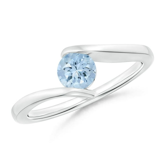 Angara Natural 0.4 Ct. Aquamarine Solitaire Ring in 14K White Gold for Women (Ring Size: 6.5)