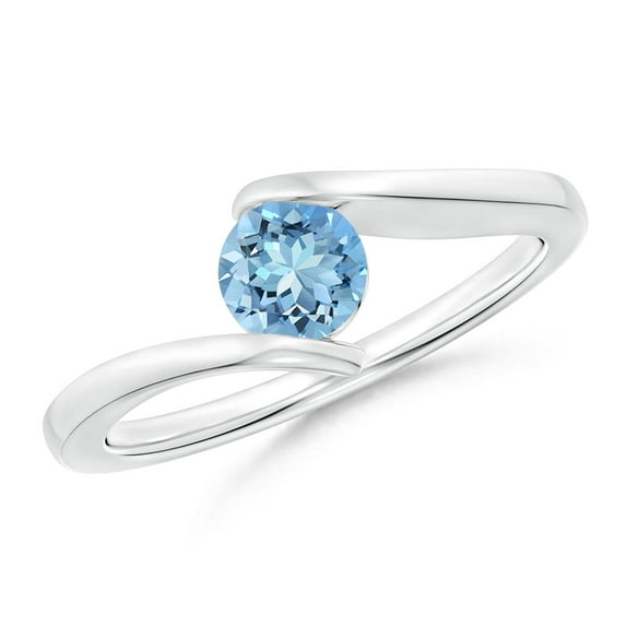 Angara Natural 0.4 Ct. Aquamarine Solitaire Ring in 14K White Gold for Women (Ring Size: 6.5)
