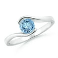 thumbnail image 1 of ANGARA Natural Semi Bezel-Set Solitaire Round Aquamarine Bypass Ring in 14K White Gold for Women (Size-5mm) | March Birthstone, Birthday, Anniversary, Jewelry Gift for Women | Natural Aquamarine Ring, 1 of 10