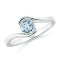 thumbnail image 1 of ANGARA Natural Semi Bezel-Set Solitaire Round Aquamarine Bypass Ring in 14K White Gold for Women (Size-5mm) | March Birthstone, Birthday, Anniversary, Jewelry Gift for Women | Natural Aquamarine Ring, 1 of 10