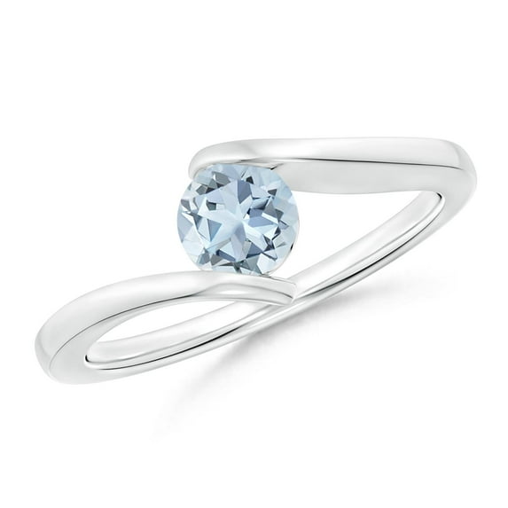 Angara Natural 0.4 Ct. Aquamarine Solitaire Ring in 14K White Gold for Women (Ring Size: 9.5)