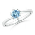 thumbnail image 1 of ANGARA Natural Heart Prong-Set Round Aquamarine Solitaire Engagement Ring in 14K White Gold for Women (Size-5mm) | March Birthstone, Anniversary, Jewelry Gift for Women | Natural Aquamarine Ring, 1 of 7