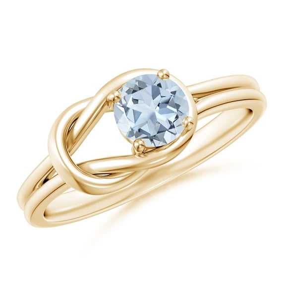 ANGARA Natural Solitaire Aquamarine Infinity Knot Engagement Ring in 14K Yellow Gold for Women (Size-5mm) | March Birthstone, Birthday, Anniversary, Jewelry Gift for Women | Natural Aquamarine Ring