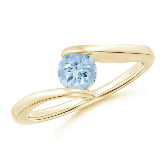 Angara Natural 0.4 Ct. Aquamarine Solitaire Ring in 14K Yellow Gold for Women (Ring Size: 6)