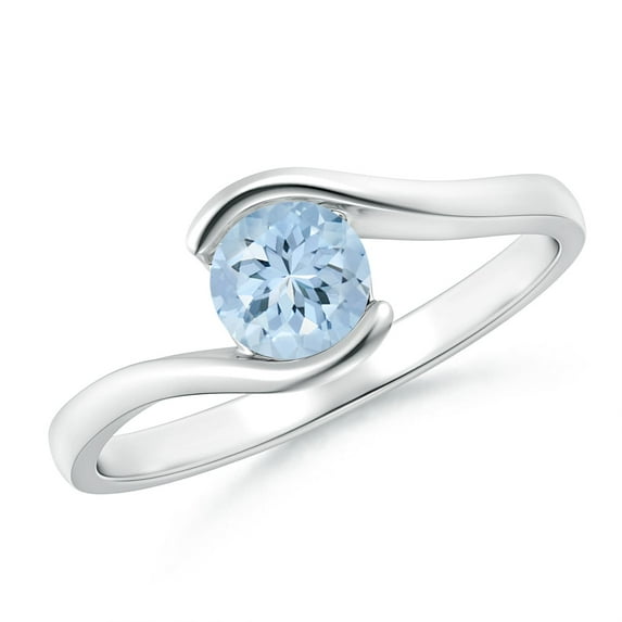 Angara Natural 0.4 Ct. Aquamarine Solitaire Ring in Sterling Silver for Women (Ring Size: 12)