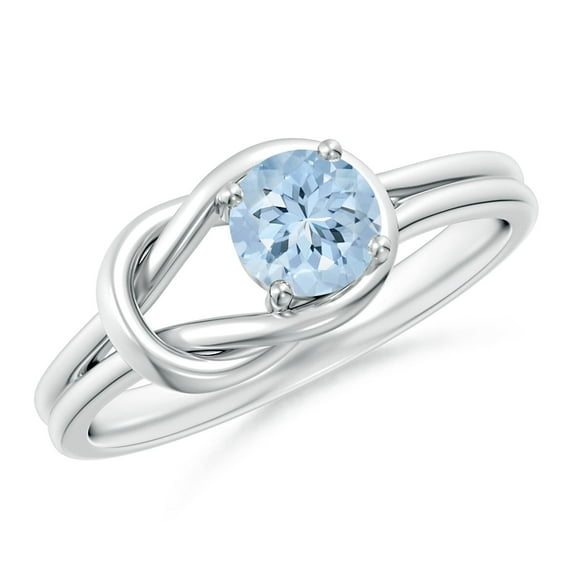 ANGARA Natural Solitaire Aquamarine Infinity Knot Engagement Ring in 925 Sterling Silver for Women (Size-5mm) | March Birthstone, Anniversary, Jewelry Gift for Women | Natural Aquamarine Ring