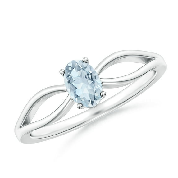 0.4 Carat Prong-Set Solitaire Aquamarine Split Shank Ring in Silver (6x4mm Aquamarine) - SR0175AQ-SL-A-6x4-9