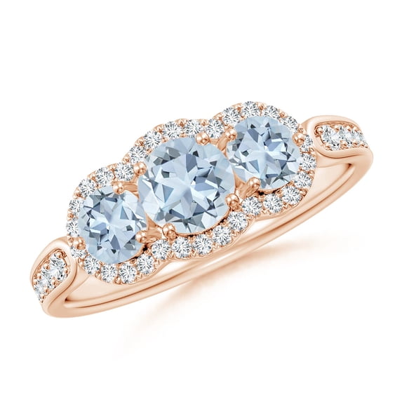 Angara Natural 0.4 Ct. Aquamarine with Diamond Classic Ring in 14K Rose Gold for Women (Ring Size: 3.5)