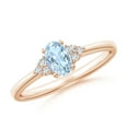 thumbnail image 1 of Angara Natural 0.4 Ct. Aquamarine with Diamond Classic Ring in 14K Rose Gold for Women (Ring Size: 3), 1 of 10