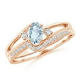 thumbnail image 1 of ANGARA Natural Oval Aquamarine and Diamond Bridal Set in 14K Rose Gold for Women (Size-6x4mm) | March Birthstone, Birthday, Anniversary, Jewelry Gift for Women | Natural Aquamarine Ring, 1 of 8