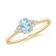 thumbnail image 1 of ANGARA Natural Solitaire Oval Aquamarine and Diamond Promise Ring in 14K Yellow Gold for Women (Size-6x4mm) | March Birthstone, Birthday, Anniversary, Jewelry Gift for Women | Natural Aquamarine Ring, 1 of 10