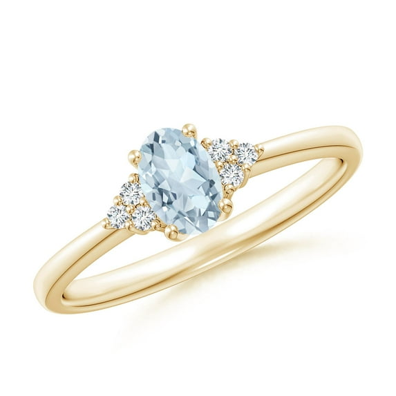Angara Natural 0.4 Ct. Aquamarine with Diamond Classic Ring in 14K Yellow Gold for Women (Ring Size: 3)